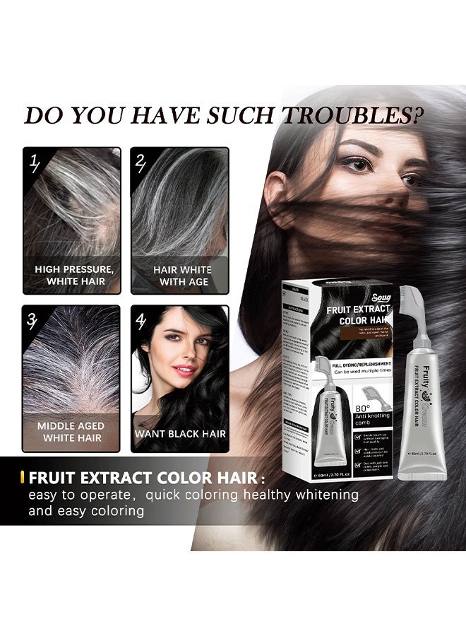 SOUG Hair comb plant hair dye 80ml per comb - dark hair dye that quickly colors hair. Hair comb #Black - Image 5